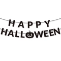 Detail der HAPPY HALLOWEEN Girlande mit schwarzen Buchstaben und Kürbis-Grafiken - Halloween Schwarzer Buchstaben Banner
