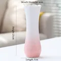 Pink and white gradient ceramic vase with vertical stripe texture and petal wave rim - Mihe (Pink) 21cm