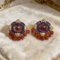 2603051a Purple Crystal Tassel Earrings