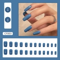 Glossy haze blue square press-on nail kit with 24 pieces for an elegant manicure - Haze Blue Square Style (CF003)