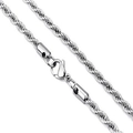 Collar de cadena de cuerda en acero inoxidable plateado con cierre de langosta - Cadena Plata 3mm*61cm