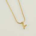 Elegant gold snake chain necklace featuring a sparkling crystal-encrusted letter Y pendant - Letter Y / Gold