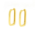 Orecchini a cerchio rettangolari dorati con finitura lucida in stile minimalista - Oro - Stile Rettangolo Minimalista