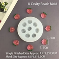 8-cavity peach silicone mold for fondant cake and resin craft with realistic fruit shapes - 8-Hole Peach Mold