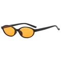 Retro small oval sunglasses with black frames and vibrant orange lenses for women - Black Frame Orange Lens