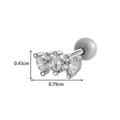 Silver-toned copper screw cartilage stud with teardrop cubic zirconia marquise stones - 8# Silver - Half Flower Design