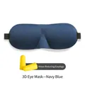 3D contoured sleep mask in navy blue with a pair of yellow noise-canceling earplugs - Navy Blue / With Earplugs