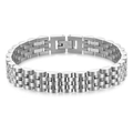 Pulsera para hombre de 10mm en acero inoxidable estilo reloj en acabado plateado - Color Acero