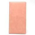 Minimalist light orange pink leather long driver license holder with matte finish and stitching - Pink (Blank Style)