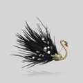 Vintage black swan brooch with natural feathers, gold accents and white pearls - Black Feather Swan Brooch
