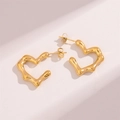 Herz-Ohrringe im französischen Stil mit unregelmäßiger Wellenstruktur und Goldfinish - Unregelmäßiges Herz / Gold