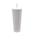 Minimalist double-wall plastic straw cup with white matte finish and large capacity - 750ml / White