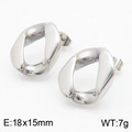 Minimalist silver irregular geometric chain earrings in 18k white gold plating - Twisted Streamlined Style (KE110903-KJX) / Silver