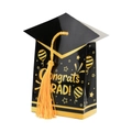 Doctoral cap gift box in black with gold Congrats Grad print and yellow silk tassel - Black