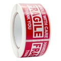 Rouleau d'étiquettes adhésives rouges Fragile avec texte blanc Handle With Care - 45*25mm / Avertissement Fragile Rouge en Gras (Style B)