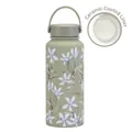 1L vacuum sports flask in sage green with floral print and ceramic coated interior - Bean Green 29A Style