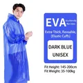 Reusable thick dark blue EVA raincoat with elastic cuffs for men and women - One Size / Thickened Navy Blue (Adult Cuffed Style)
