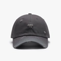 Distressed dark grey baseball cap with silver metal bow and vintage frayed details - Adjustable / Dark Gray