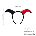 Harlequin clown headband in red and black plush fabric for Halloween costume events - Black and Red Color Block Style