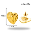 Orecchini a cuore dorati in acciaio inossidabile con trama a strisce verticali - Cuore a righe dorate