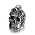 Anillo de calavera gótica punk plateado con relieve 3D sobre fondo blanco puro - US 7 / Color Acero Pulido (11105)