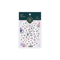 Autocollants d'ongles fleurs TS-1487 avec motifs aquarelle et emballage vert - Jardin Paisible (TS-1487) / Plat Autocollant