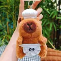 Cute Capybara plush keychain wearing a white chef hat and apron with Cook embroidery - Chef Uniform
