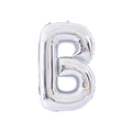 Silver letter B shaped foil balloon for birthday and party decoration in shiny finish - 32' Silver Chubby Letter Aluminum Foil Balloon (b)