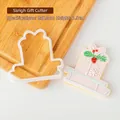 Christmas sleigh with gifts cookie cutter mold, white plastic 9x8.3cm baking tool - Sleigh Gift (PC0244)