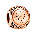 Rose gold hollow alloy charm featuring embossed dolphins and star cutouts for DIY bracelets - Pisces / Rose Gold