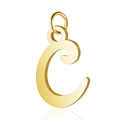 Golden stainless steel letter C pendant with hollow design and smooth polished surface - Letter C