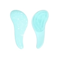 Light blue marble pattern hairbrush with detangling bristles shown in front and back view - Marble Green