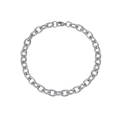 Detailansicht der silbernen O-Kette mit Karabinerverschluss auf weißem Hintergrund - Silber