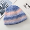 Tie-dye knitted beanie with blue and purple gradient in soft mohair finish - One Size / Blue Pink Purple Gradient