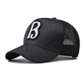 Casquette trucker noire rétro avec patch B en paillettes d'argent et imprimé SOIGNE - Réglable / Noir