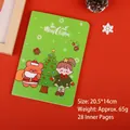Green Christmas A5 notebook with cartoon Santa bear and girl on a red festive background - Christmas Girl - Green / 28 Sheets/1 Book