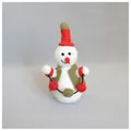 Handcrafted wool felt snowman ornament with red hat and green vest for Christmas decor - Jump Rope Snowman (9*19CM) / White