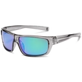 Gafas de sol de ciclismo polarizadas con montura gris y lentes de espejo azul-verde - Gris Transparente/Mercurio Verde