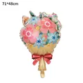 71x48cm floral bouquet foil balloon with pink and blue flowers and a red bow - Irregular Yellow Flower Bouquet