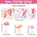 Kleurrijke paddestoel muurstickers set van PVC voor kinderkamer decor, 18 stuks set - Aquarel Paddenstoelpatroon (CT24Y12834S_R) / 90*30cm