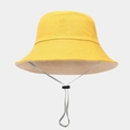 Cappello a secchiello giallo pieghevole con fodera beige e cordino grigio regolabile - M(56-58cm) / Giallo