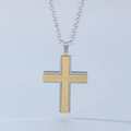 Minimalistische Edelstahl Kreuzkette in zweifarbigem Silber und mattem Goldfinish - Gold (KN199330-KLHQ)