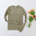 Haut de sport manches longues vert olive avec passe-pouces et maille sans couture - Vert matcha