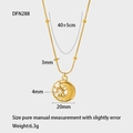 Detailed size specifications for 18k gold plated sun and moon pendant necklace - Sun and Moon With Rhinestone Style (DFN288)