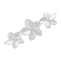 Detail of silver triple flower connector with brushed texture for DIY jewelry making - VK249 Five-Petal Flower Connector / White Gold