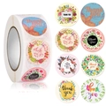 Floral Thank You stickers set with 8 botanical designs for gift packaging and sealing - Style A / 1 inch (25mm)