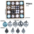 44-piece blue and silver Christmas ball ornament set in 6cm and 3cm sizes - 616-11 (Blue Silver Gray Set - 44pcs) / 3+6cm