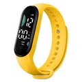Outdoor LED touch screen smart sports watch with bright yellow silicone strap and black dial - Yellow