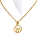 Golden titanium steel Taurus necklace with white mother of pearl and zircon stones - Taurus - Gold