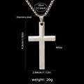 Vintage minimalistische kruisketting van roestvrij staal met gedetailleerde afmetingen - Kruis Nr. 118 + Stalen Ketting / Zilver